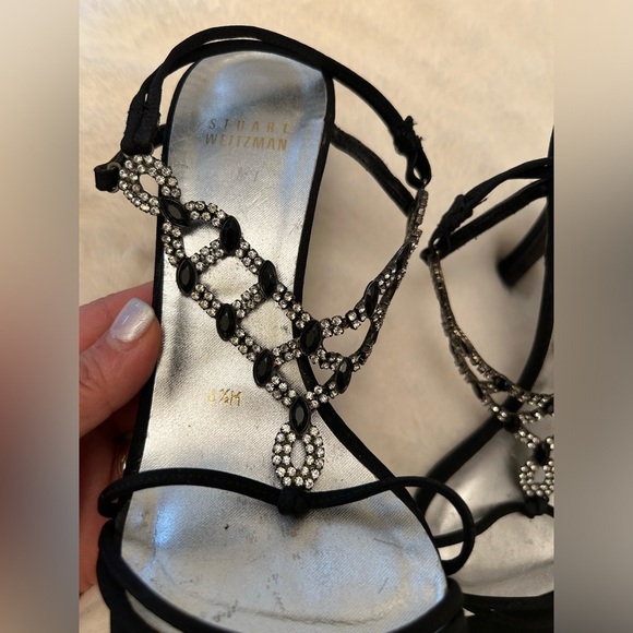 Stuart Weitzman Black Heels with crystal Strappy Design Sz-7N.     N - Picture 9 of 11